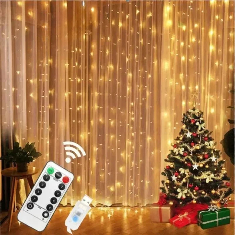 USB Window Curtain Fairy Lights with Remote, 3 m Wide