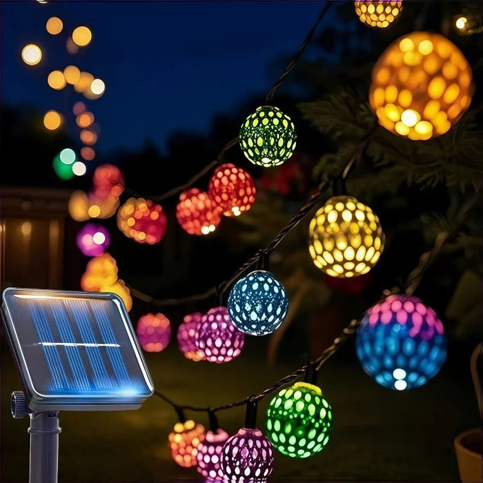 Solar Moroccan Ball String Lights, 8 Modes, IP65