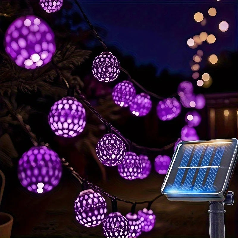 Solar Moroccan Ball String Lights, 8 Modes, IP65