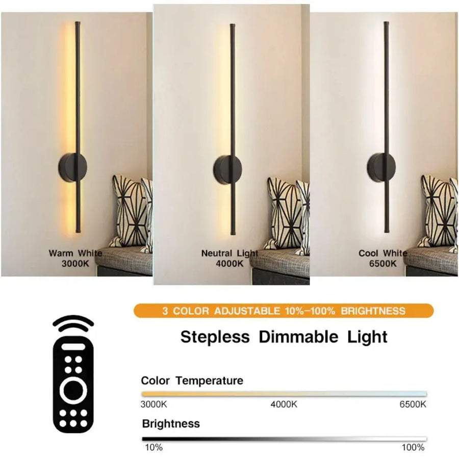 Rechargeable Linear Wall Light with Remote, Matte Black