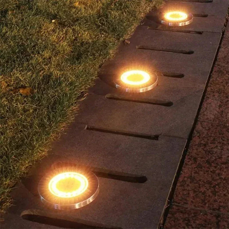 Solar Disk Ground Lights, In-Ground Pathway Lights, 4 or 8 Pack