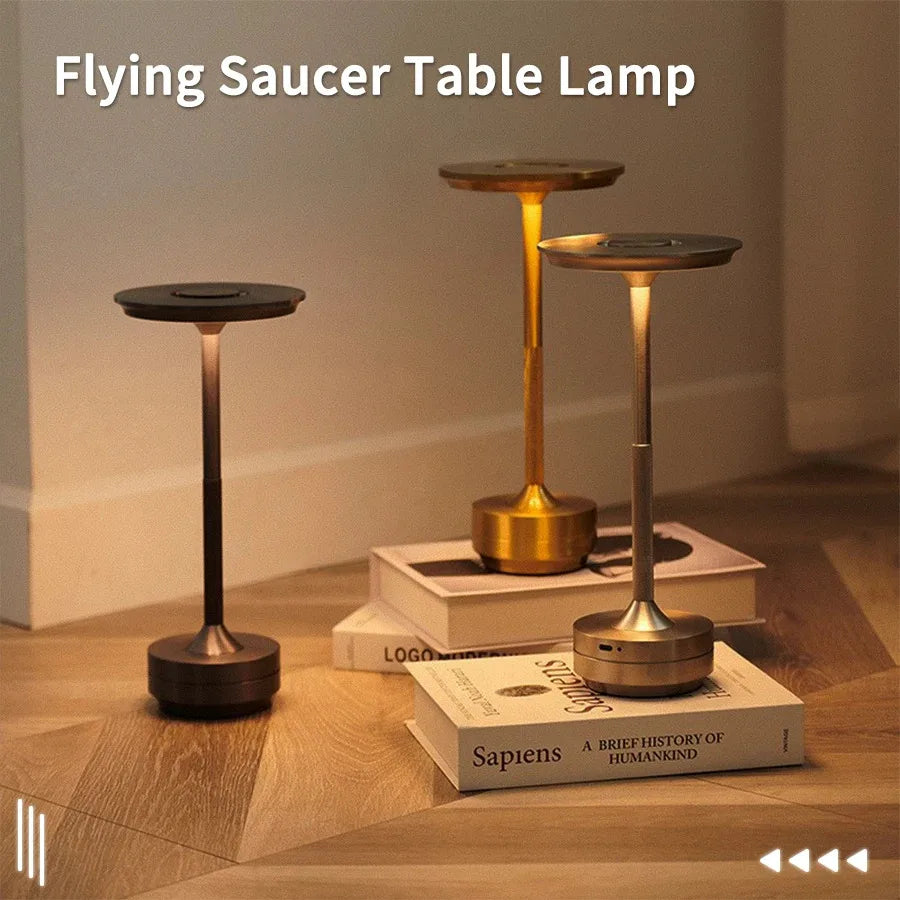 Saucer Cordless Table Lamp, Dimmable with Adjustable Color