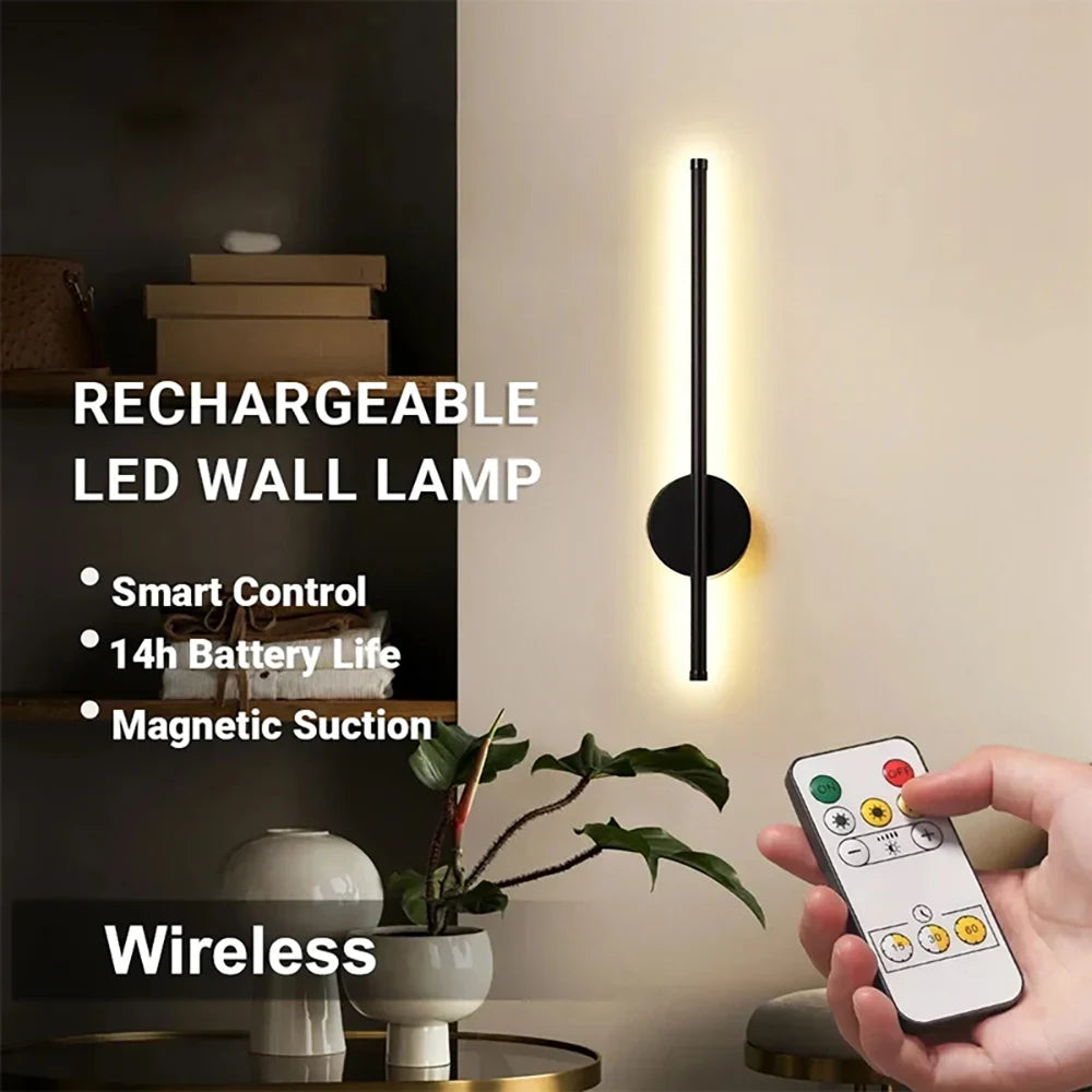 Rechargeable Linear Wall Light with Remote, Matte Black