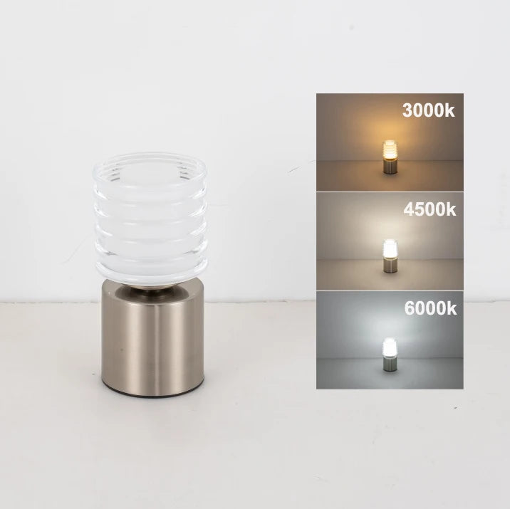 Mini Metal Cordless Table Lamp, Rechargeable with Touch Control