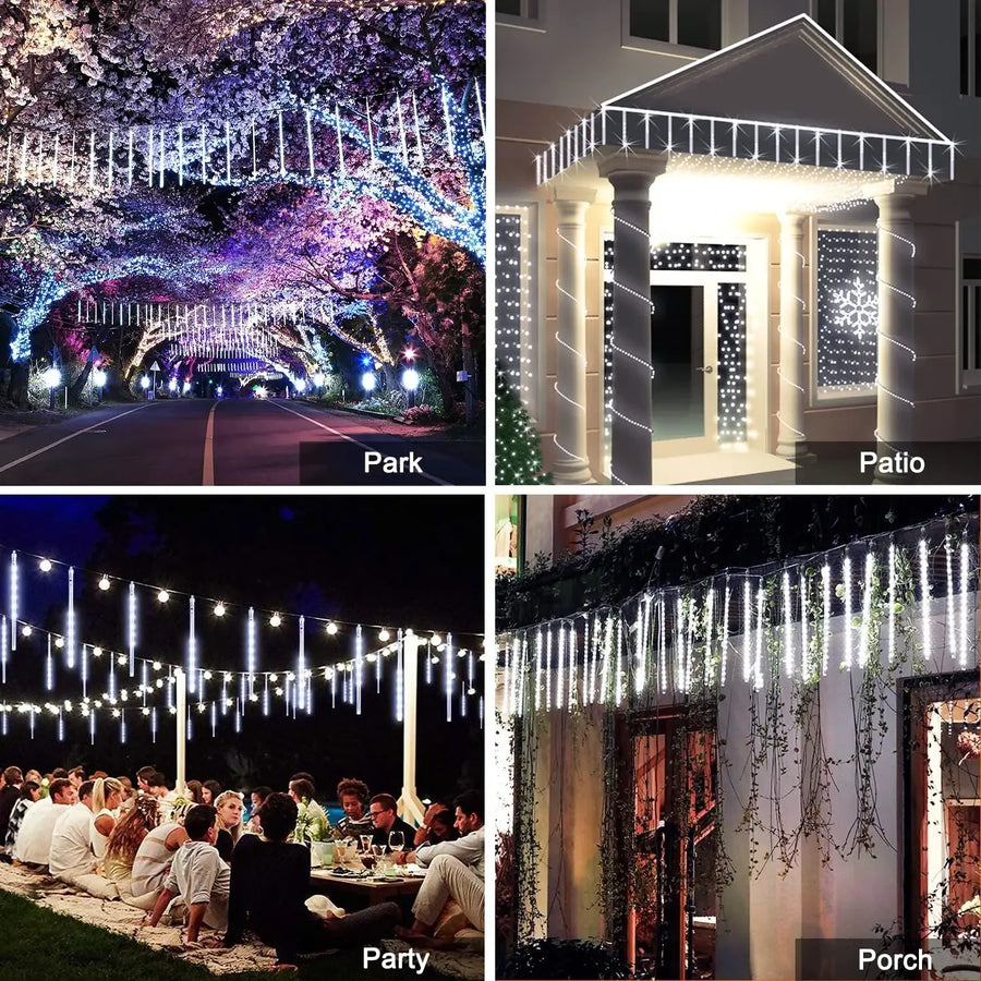 Solar Meteor Shower Lights, Falling Raindrop LED Tubes, 8 Tubes