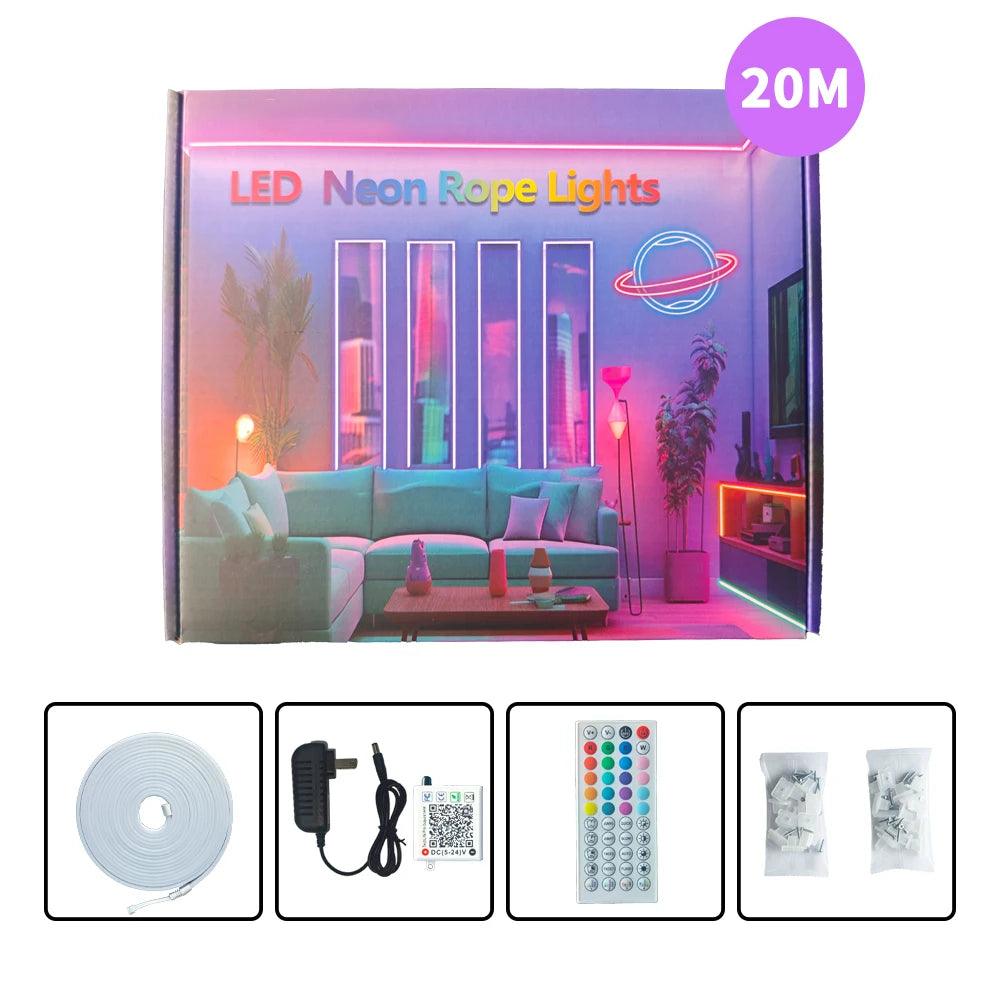LED Neon Rope Light with App and Remote, Music Sync, IP65