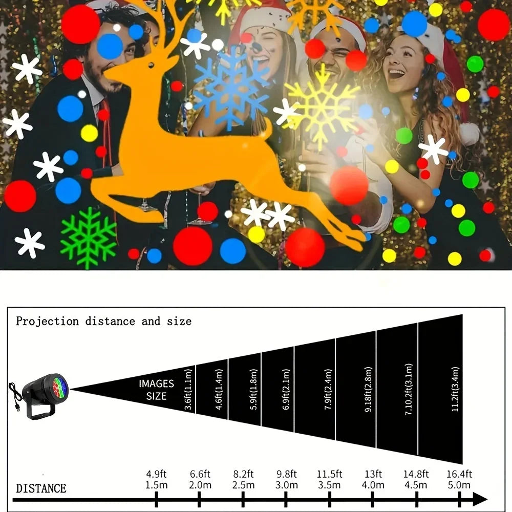Snowflake Christmas Projector Light, 16 Patterns, Rotating