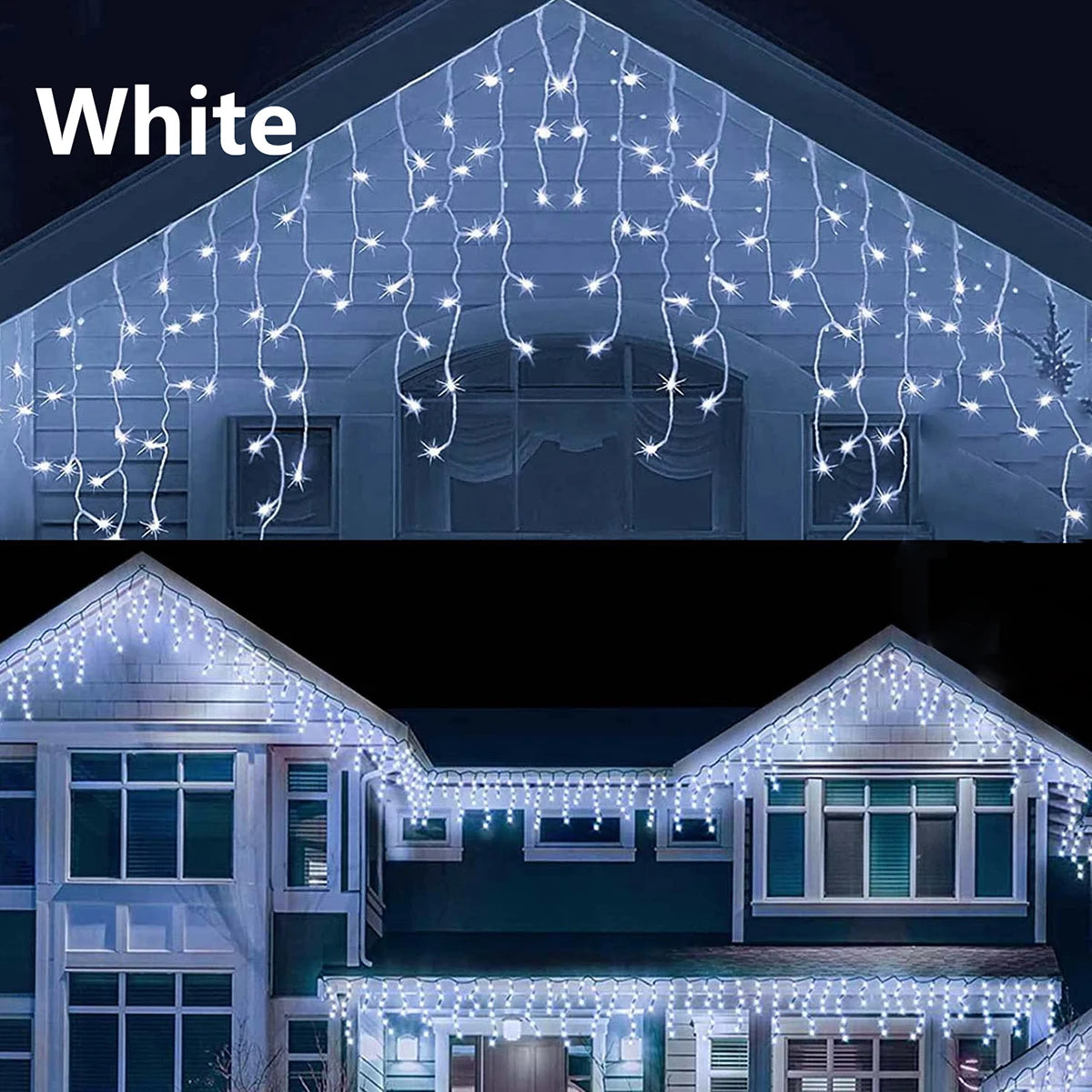 Plug-In Icicle Christmas Lights, LED Curtain Lights for Eaves and Windows