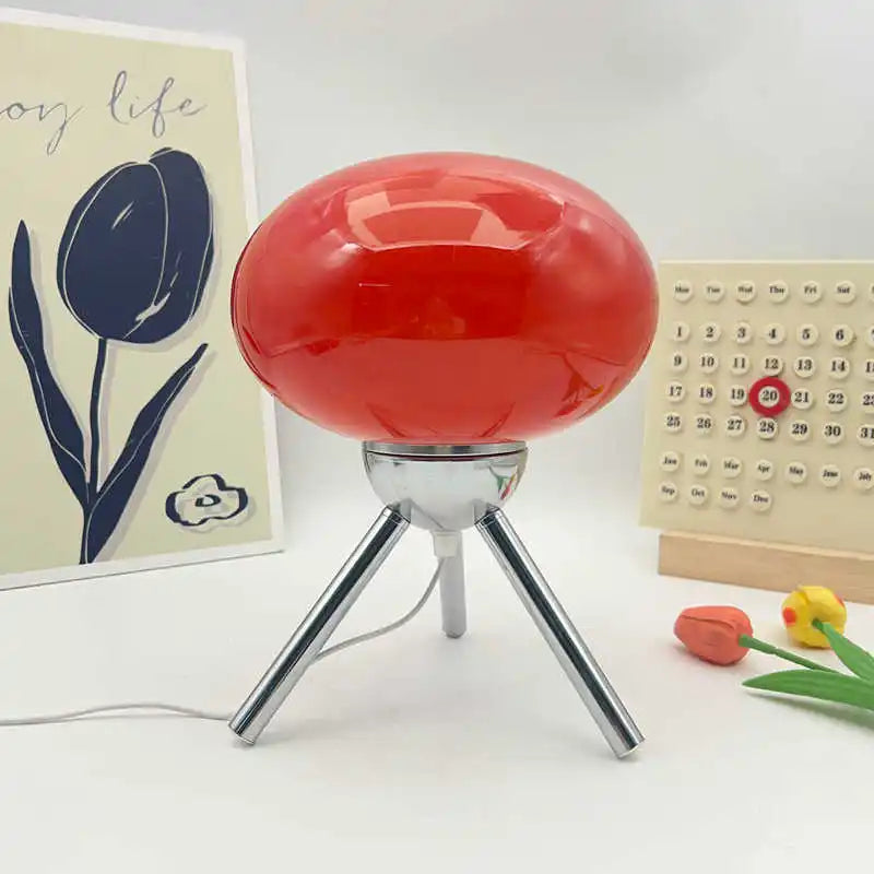 Mid-Century Glass Mushroom Table Lamp, Touch Dimmable