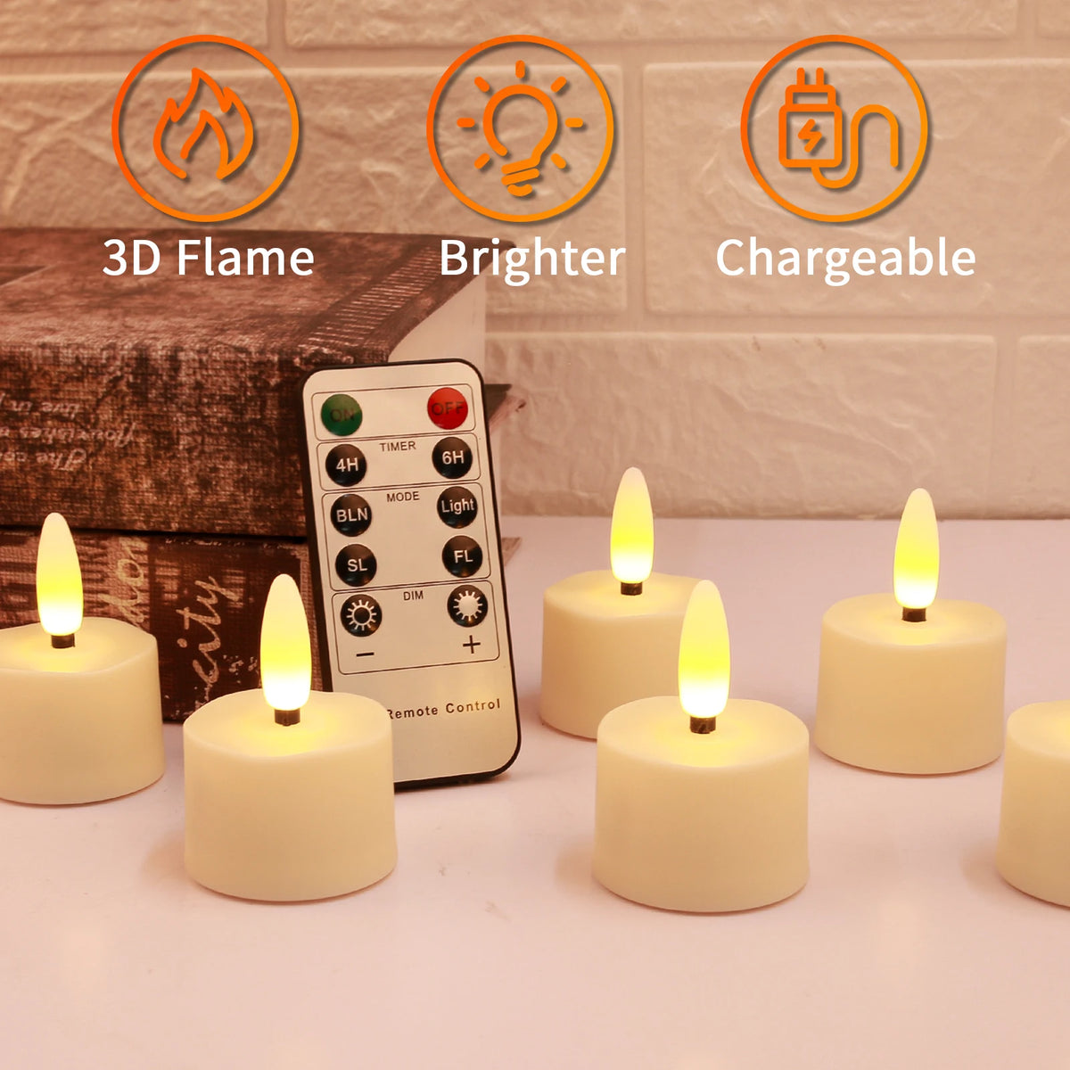 Rechargeable LED Tea Light Candles with Remote and Timer, Set of 12