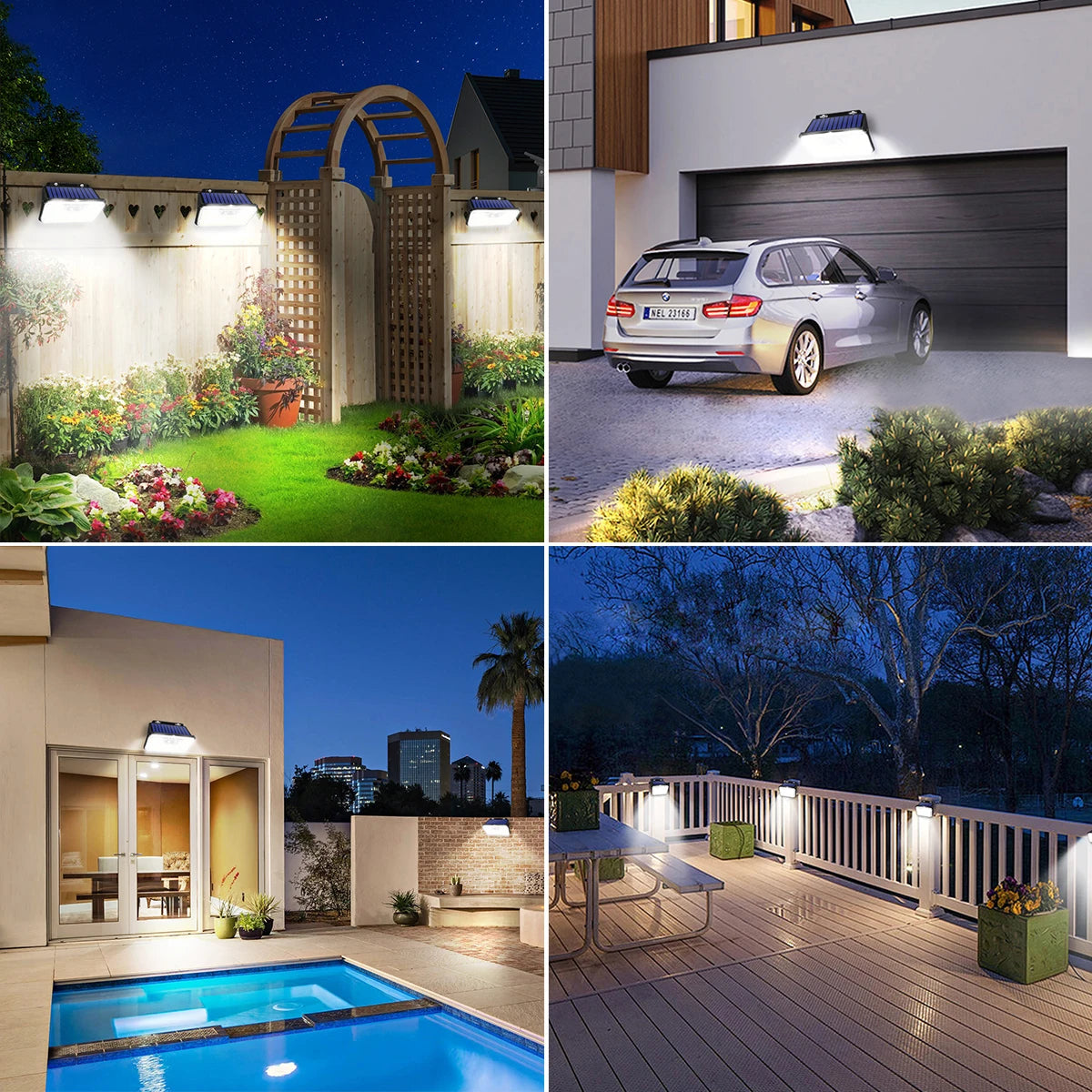 Solar Motion Sensor Wall Light, Outdoor Security Light, 3 Modes