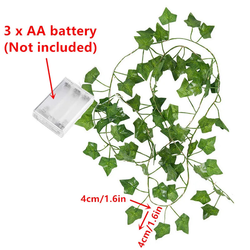 Battery Ivy Leaf Fairy Lights, 10 m Garland with 100 LEDs
