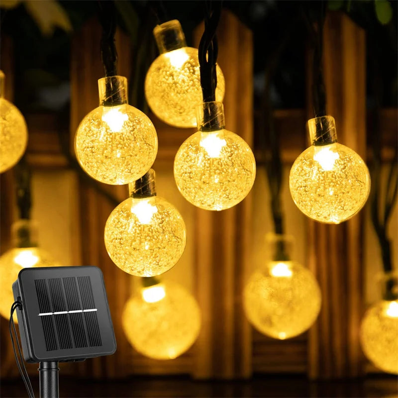 Solar Crystal Globe String Lights, 11 m, 60 LEDs, 8 Modes
