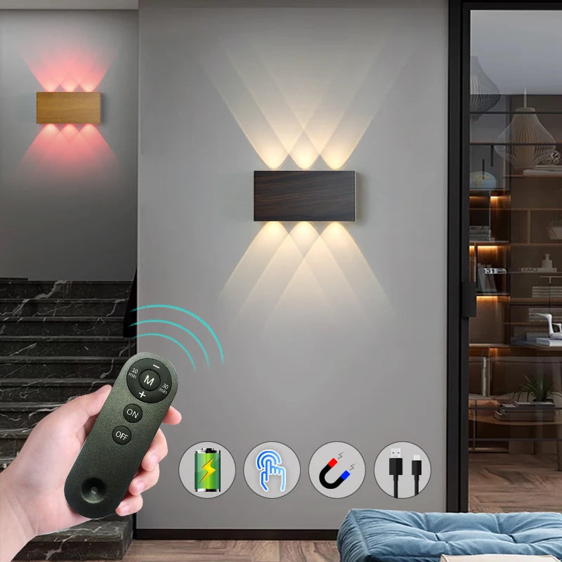Up and Down Rechargeable Wall Light with Remote, 3 Light Colors