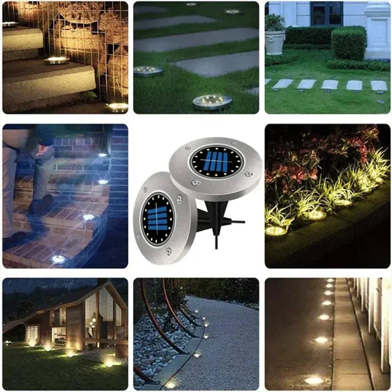 Solar Disk Ground Lights, In-Ground Pathway Lights, 4 or 8 Pack