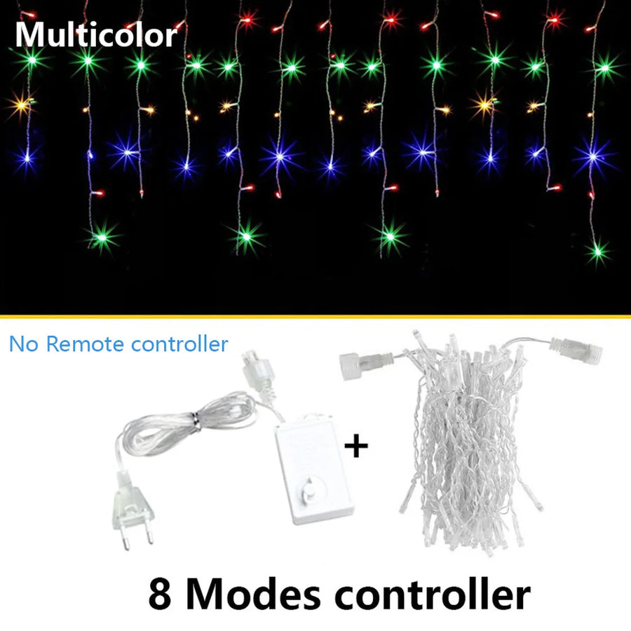 Plug-In Icicle Christmas Lights, LED Curtain Lights for Eaves and Windows