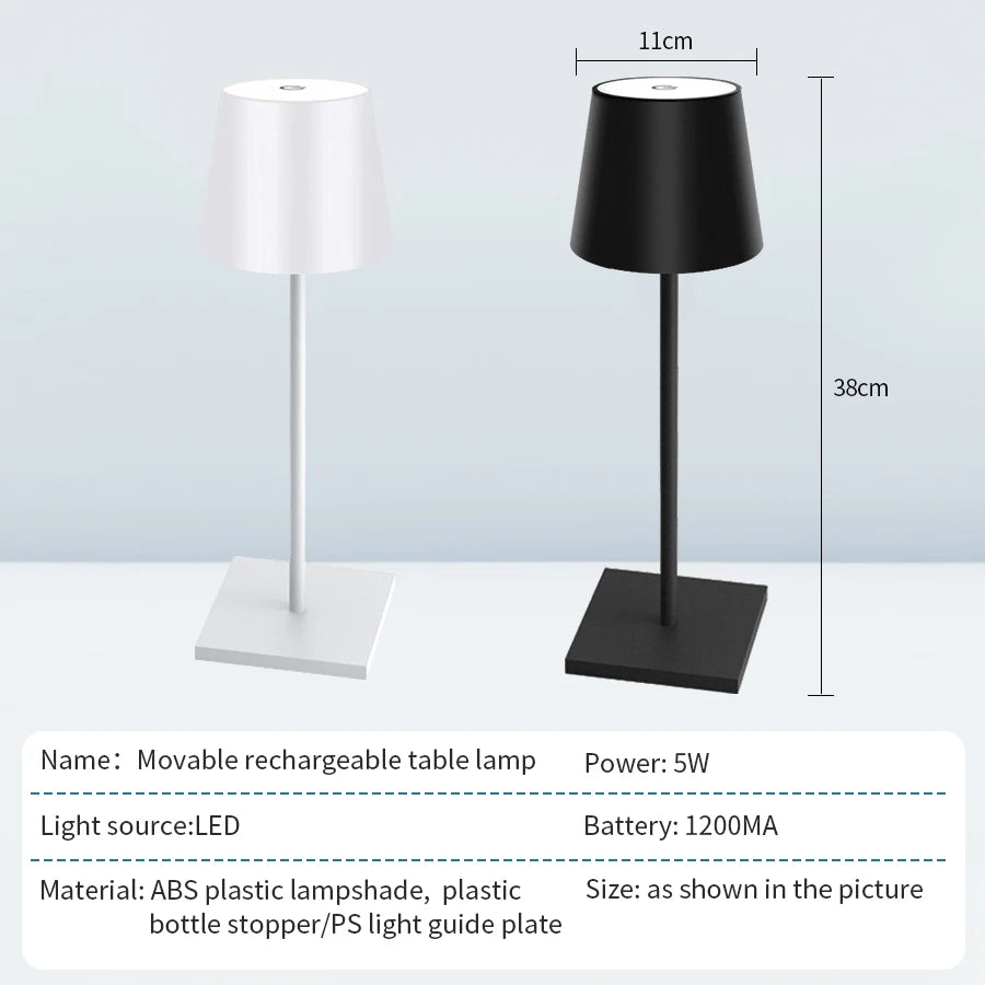Cordless Dome Table Lamp, Rechargeable with Touch Dimmer