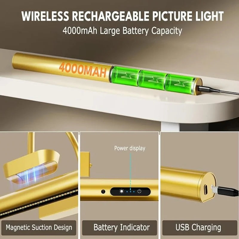 Rechargeable Picture Light with Remote, 4000 mAh, 33 cm