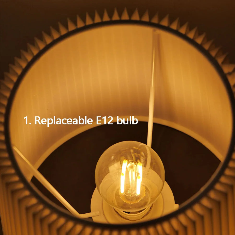 Cordless Fabric Shade Table Lamp, Warm 2700K and Dimmable