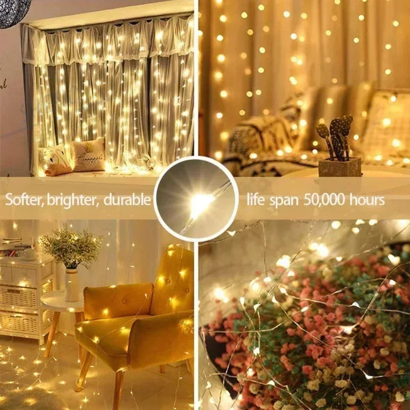 USB Window Curtain Fairy Lights with Remote, 3 m Wide