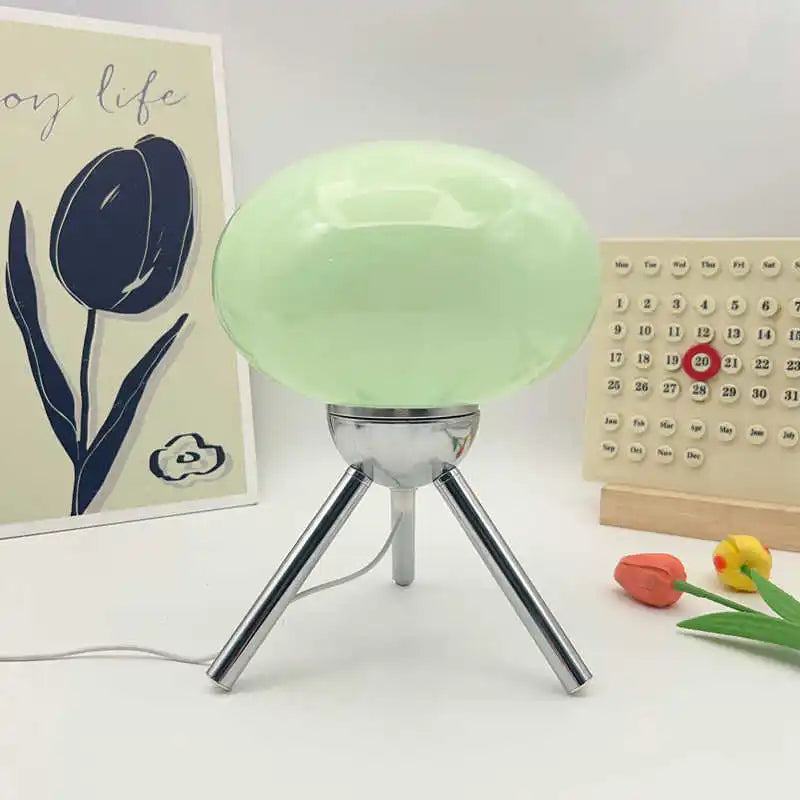 Mid-Century Glass Mushroom Table Lamp, Touch Dimmable
