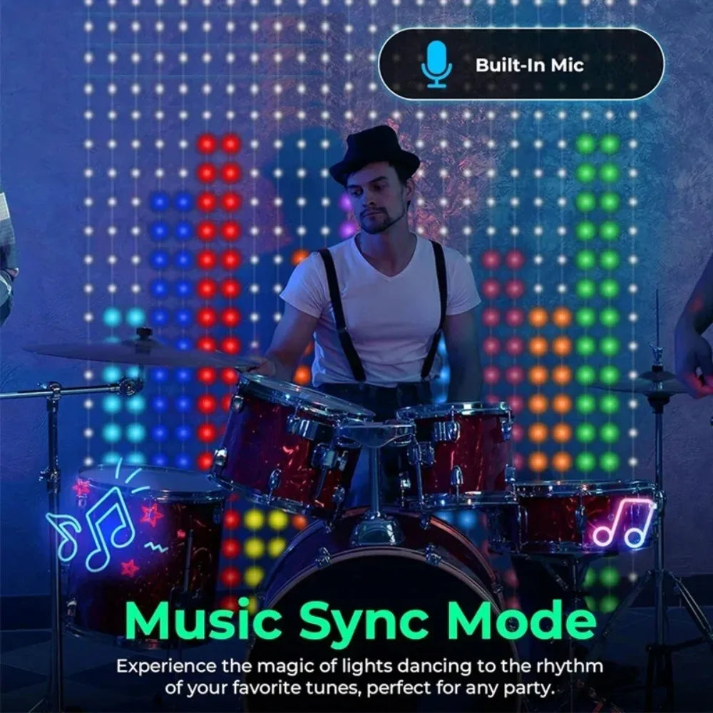 Smart Christmas Curtain Lights, App Control and Music Sync, 400 LEDs