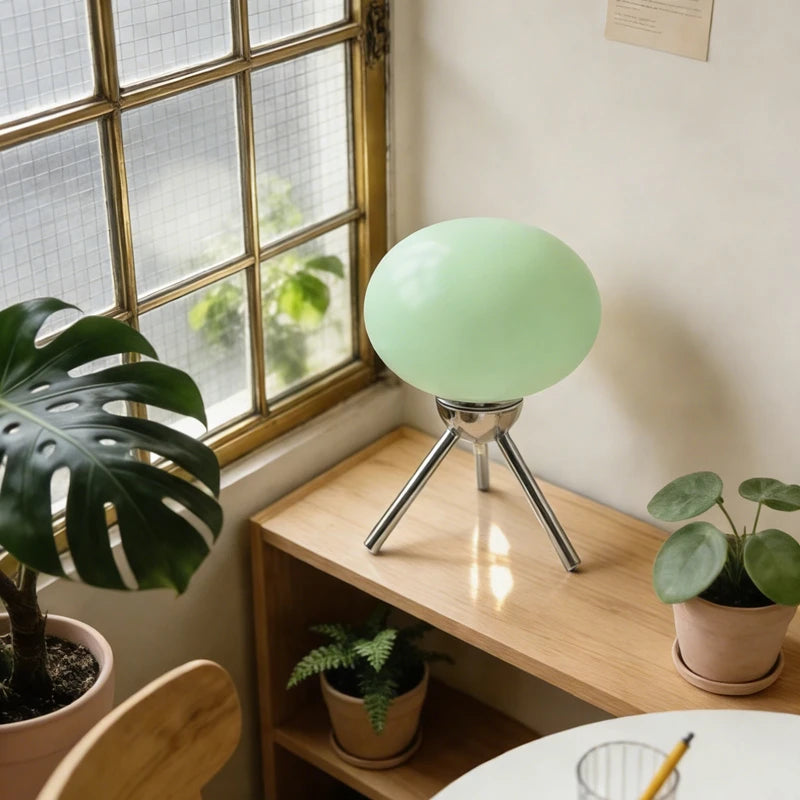 Mid-Century Glass Mushroom Table Lamp, Touch Dimmable