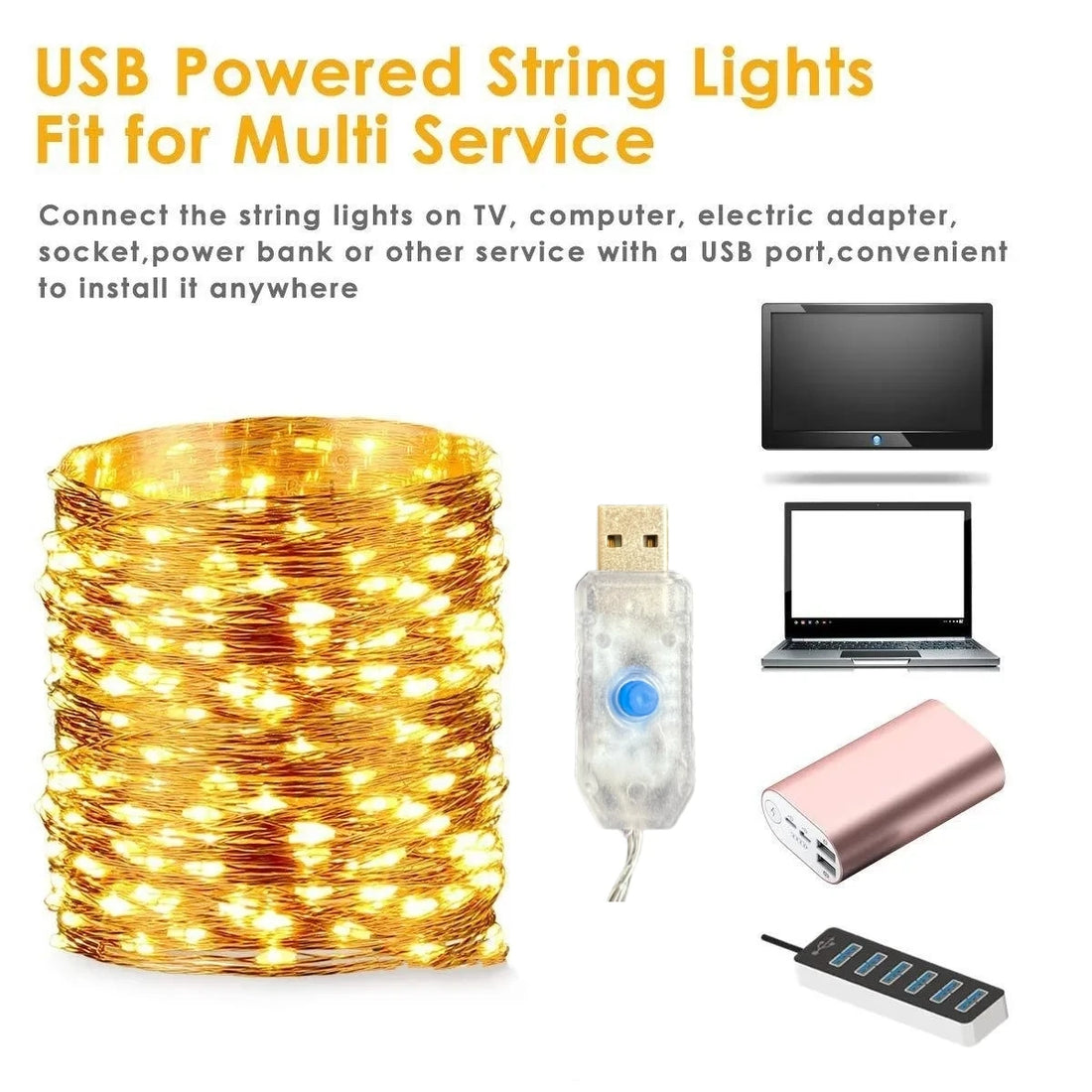 USB Fairy String Lights with Remote, 20 m and 30 m, 8 Modes