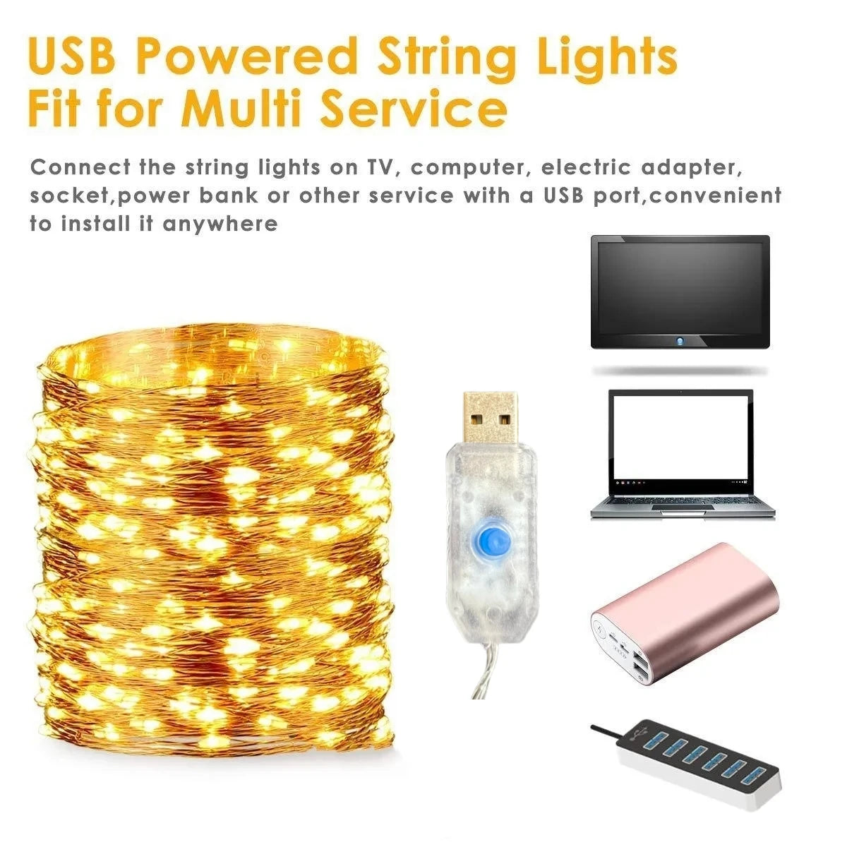 USB Fairy String Lights with Remote, 20 m and 30 m, 8 Modes