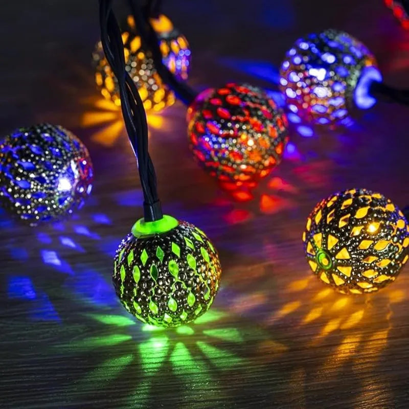 Solar Moroccan Ball String Lights, 8 Modes, IP65