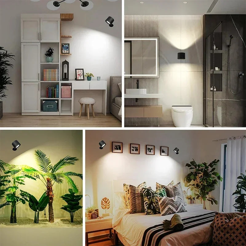 Double Head Rechargeable Wall Reading Light, Touch and Remote, 360° Rotating