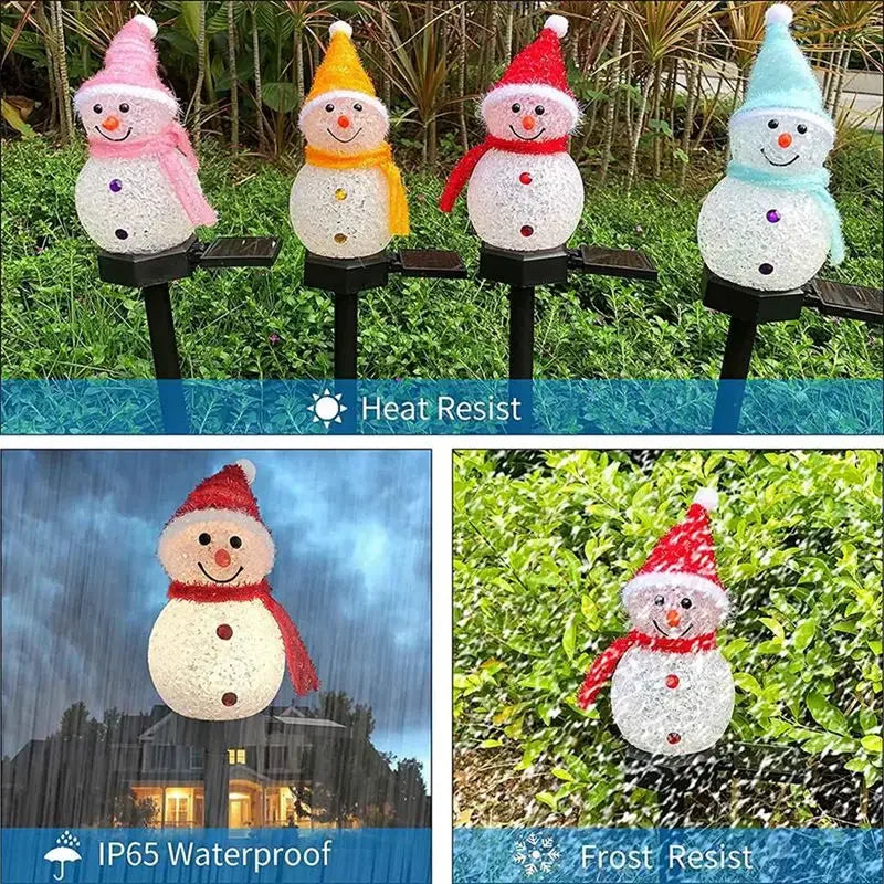 Solar Snowman Christmas Stake Light for Yard and Pathway