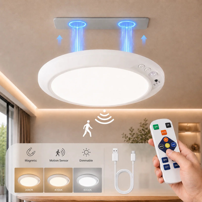 USB-C Rechargeable Magnetic Ceiling Light with Remote, 4000 mAh