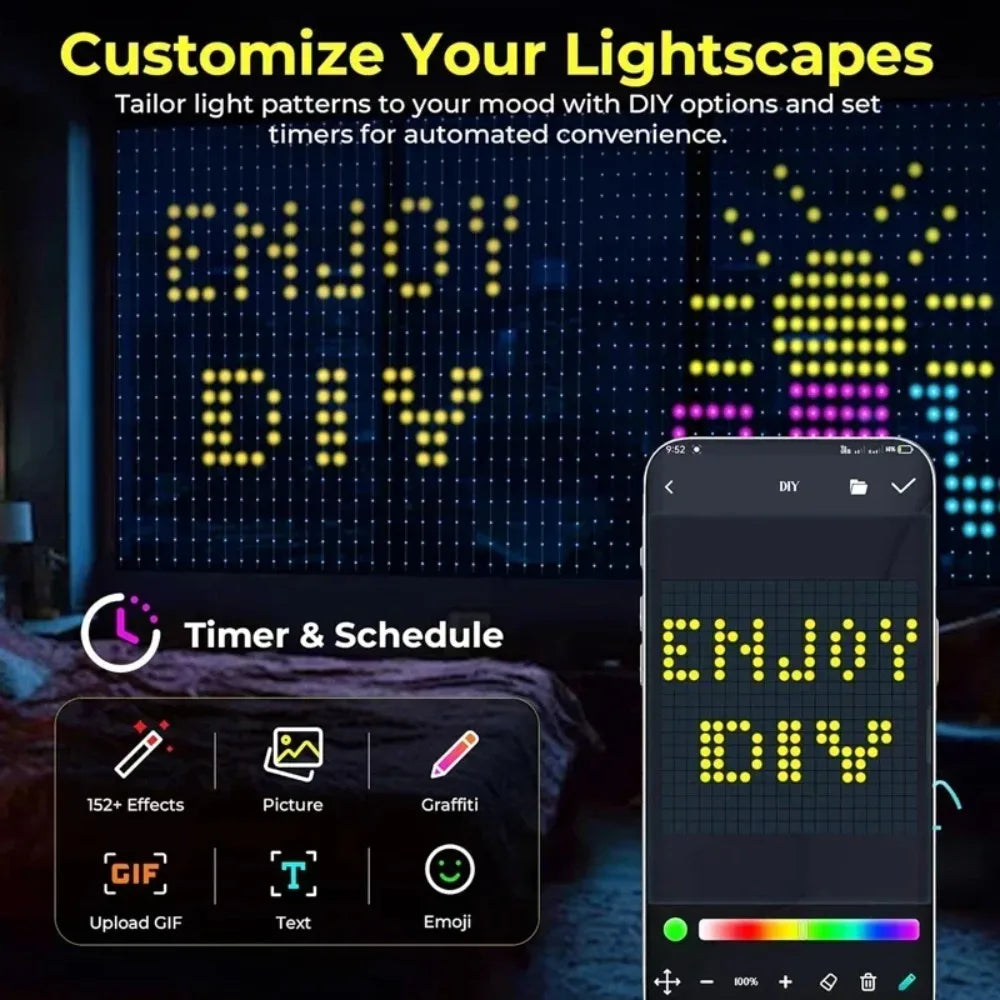 Smart Christmas Curtain Lights, App Control and Music Sync, 400 LEDs