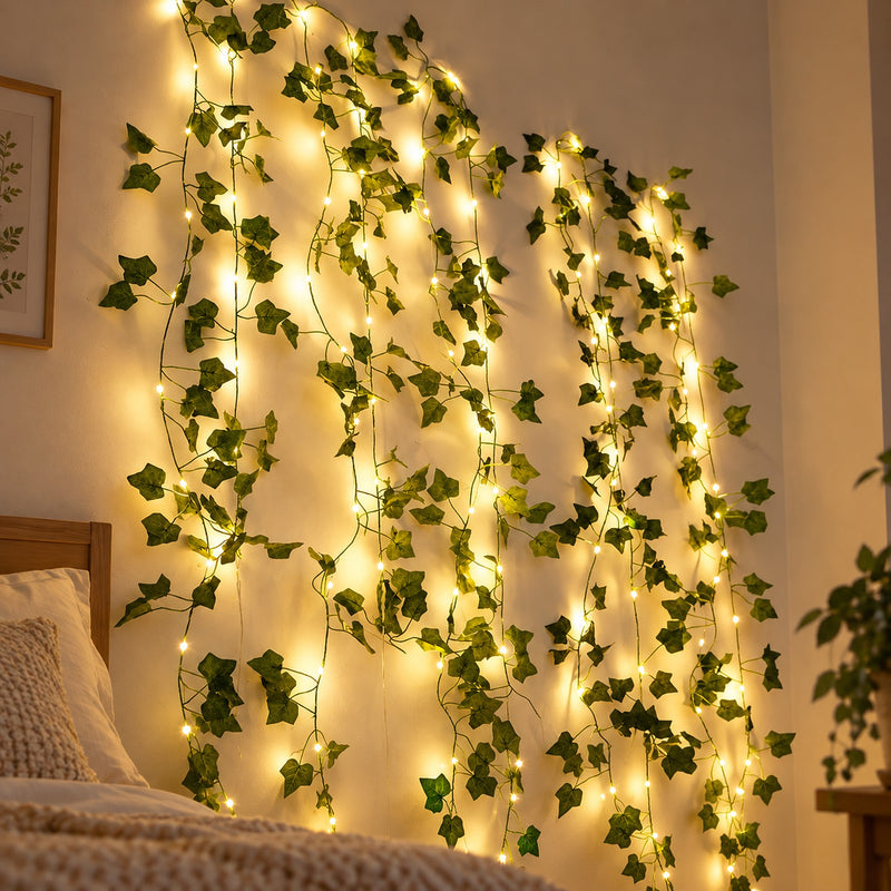 Battery Ivy Leaf Fairy Lights, 10 m Garland with 100 LEDs