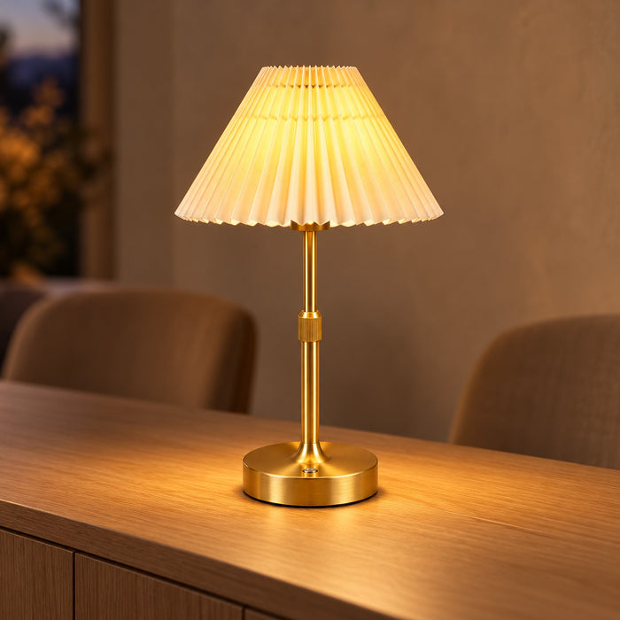 Cordless Fabric Shade Table Lamp, Warm 2700K and Dimmable