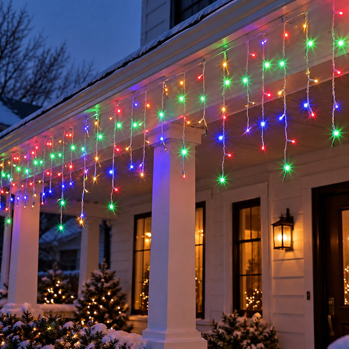Plug-In Icicle Christmas Lights, LED Curtain Lights for Eaves and Windows