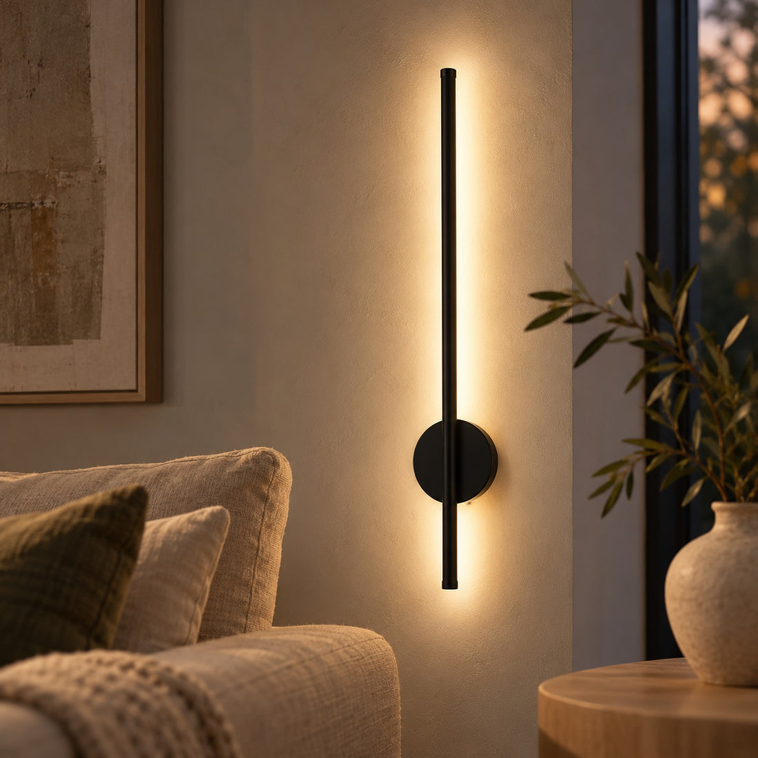Rechargeable Linear Wall Light with Remote, Matte Black