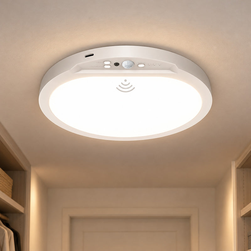 Battery Powered Ceiling Light with Remote and Motion Sensor, Rechargeable