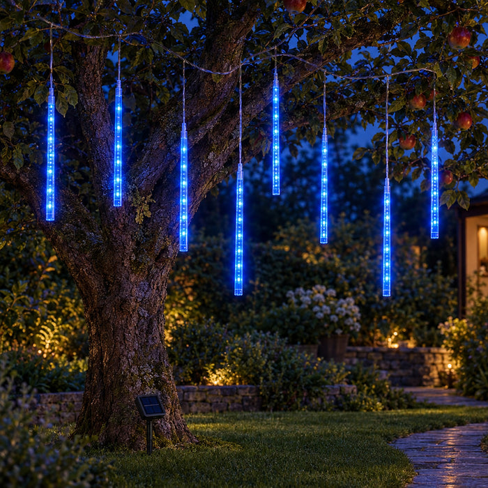 Solar Meteor Shower Lights, Falling Raindrop LED Tubes, 8 Tubes