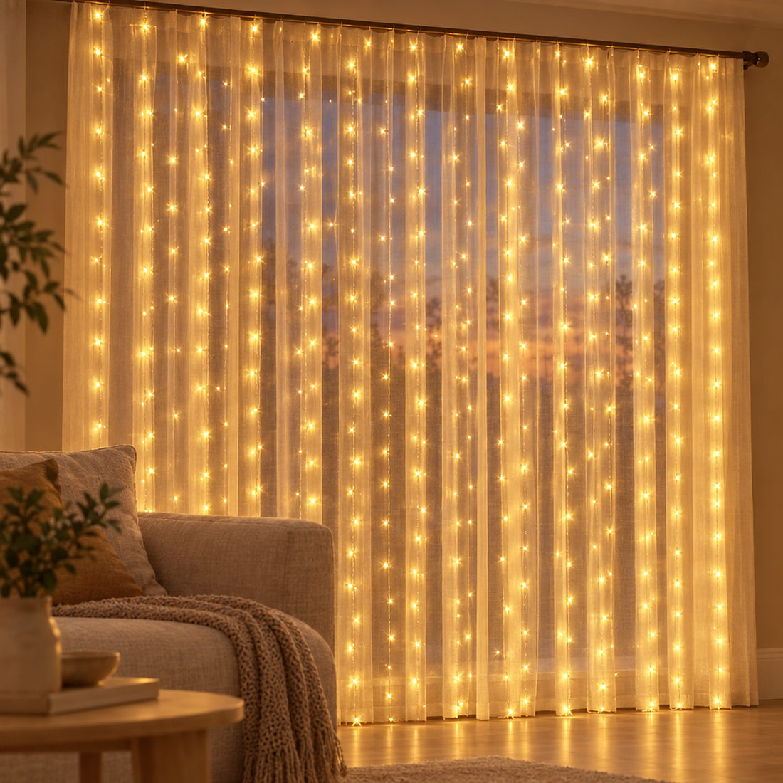 USB Window Curtain Fairy Lights with Remote, 3 m Wide