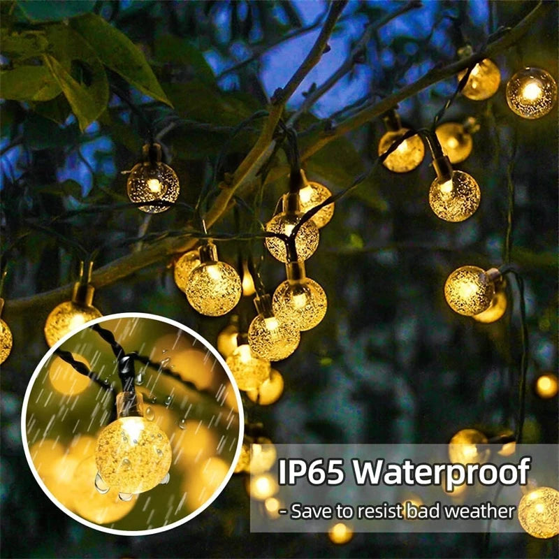 Solar Crystal Globe String Lights, 11 m, 60 LEDs, 8 Modes