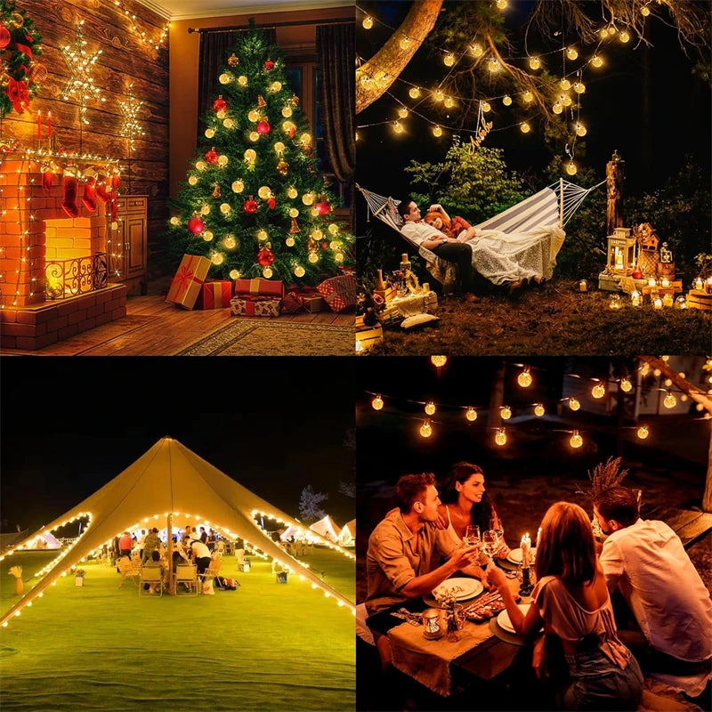 Solar Crystal Globe String Lights, 11 m, 60 LEDs, 8 Modes