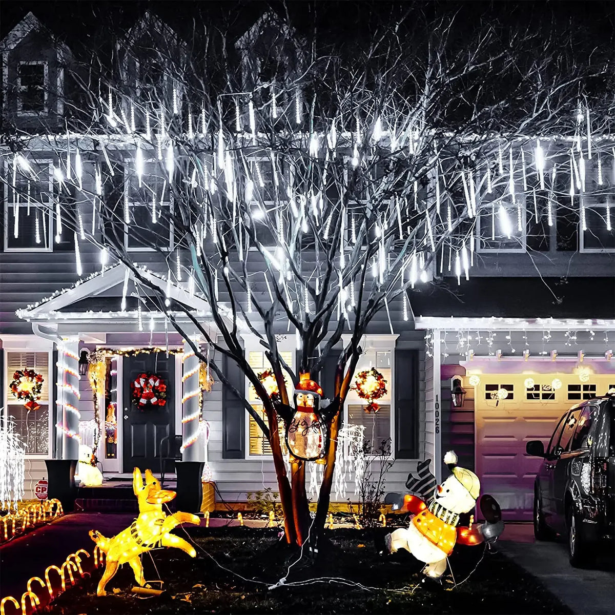 Solar Meteor Shower Lights, Falling Raindrop LED Tubes, 8 Tubes