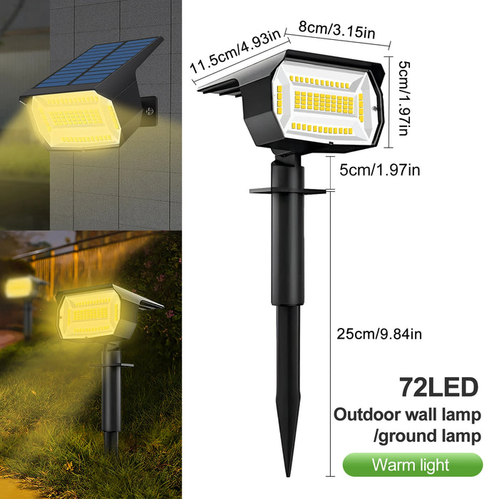 Solar Landscape Spotlight, 68 or 72 LEDs, IP65, 3 Modes