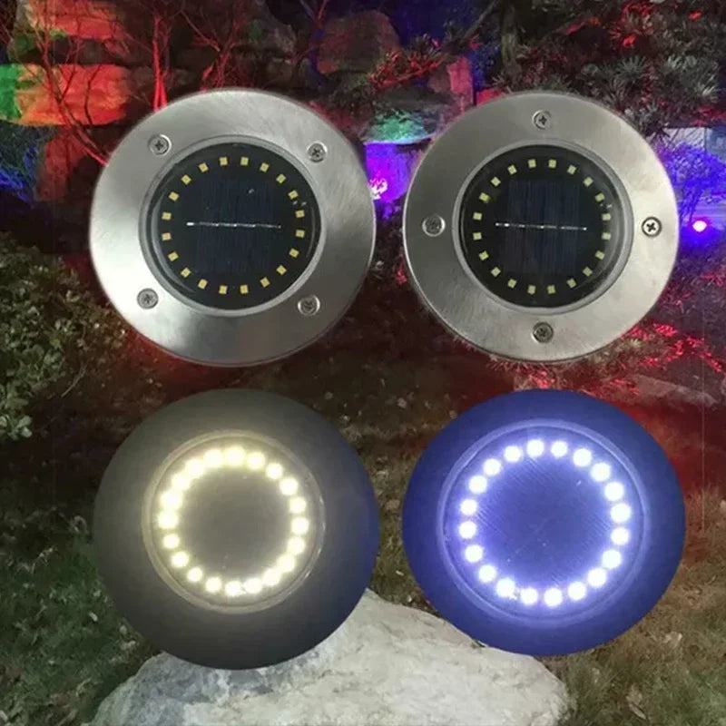 Solar Disk Ground Lights, In-Ground Pathway Lights, 4 or 8 Pack