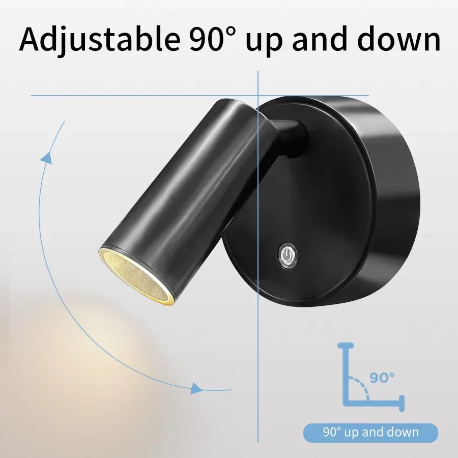 Magnetic Rechargeable Wall Reading Light, 360 Rotating Spot