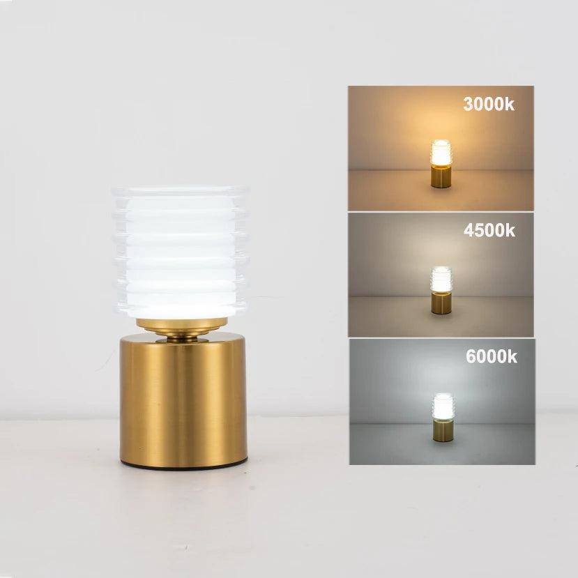 Mini Metal Cordless Table Lamp, Rechargeable with Touch Control