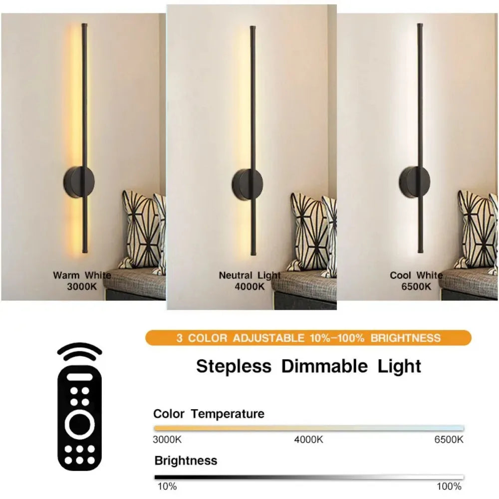 Rechargeable Linear Wall Light with Remote, Matte Black