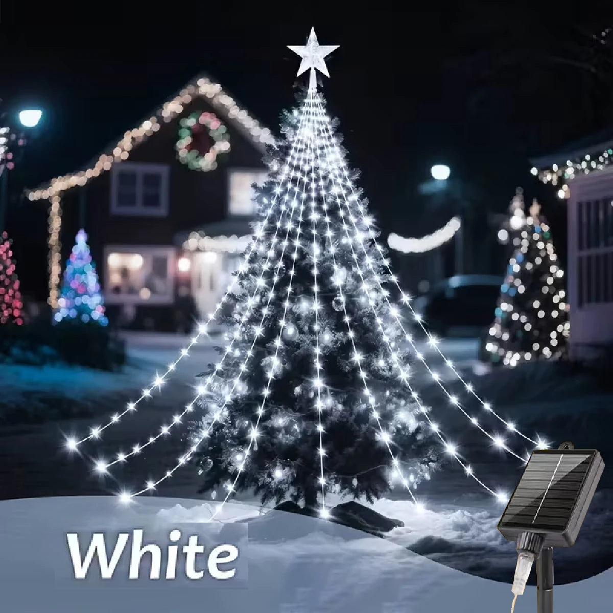Star Waterfall Christmas Lights, USB or Solar, 3 m with Remote